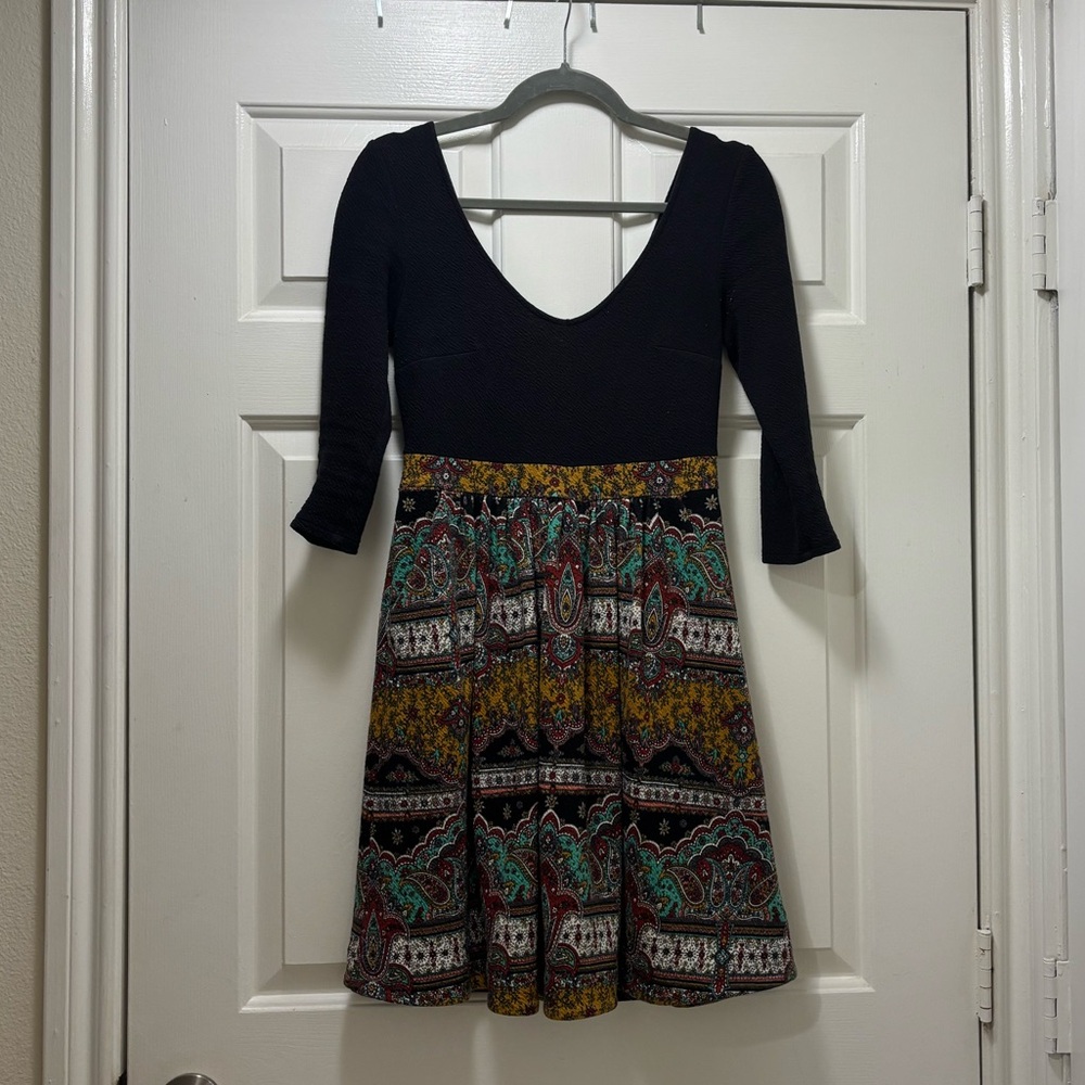 Maeve Black and Multicolor Patterned Dress